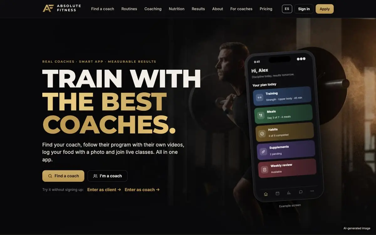 Absolute Fitness website